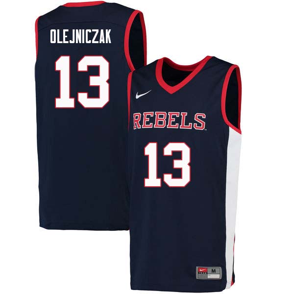 Men #13 Dominik Olejniczak Ole Miss Rebels College Basketball Jerseys Sale-Navy